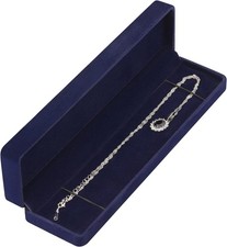 2 Pieces Long Velvet Jewelry Chain Necklace Gift Box Set, Bracelet Storage Case,