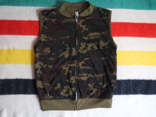 VTG 80s Camo Military Outdoor Hunting Zip Poly Cotton Grunge Vest Sweatshirt L