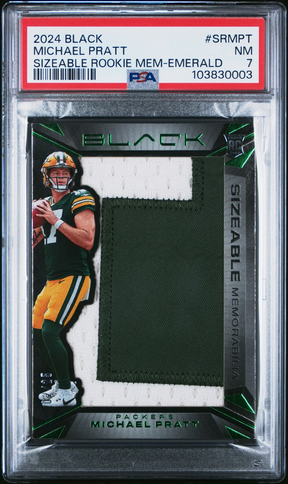 Michael Pratt Panini Black Sizeable Rookie Memorabilia #SRMPT Emerald
