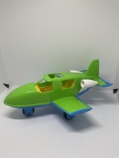 Vintage American Plastic Toys Airplane Blue Green Made in USA 11