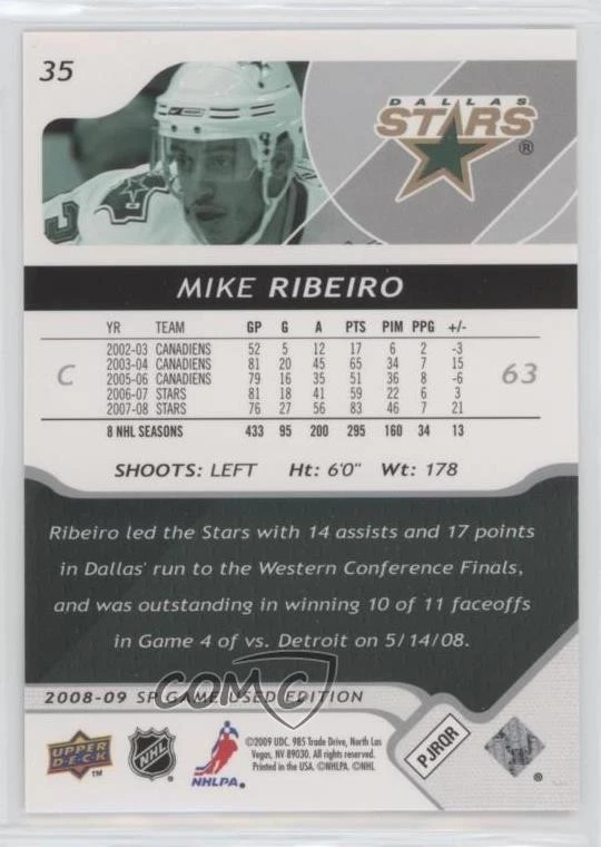 2008-09 SP Game Used Edition Mike Ribeiro #35 - Image 2 of 2