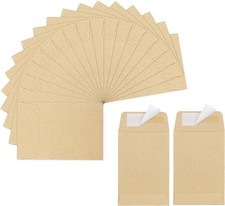 180 Pack Coin Envelopes 2.35"3.5", Brown Kraft Small Packets, Full-Flap Seal