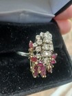 Vintage *Clean Out* Diamond And Ruby Gold Waterfall Ring  Not Scrap — photo 2