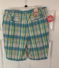 New Arizona Girls Plus Bermuda Shorts Green Plaid XXL 16/18