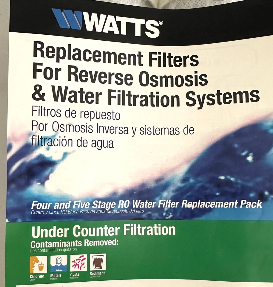 Watts Reverse Osmosis System Replacement Water Filters Stage 1 - 3 Set New - Image 4 of 4