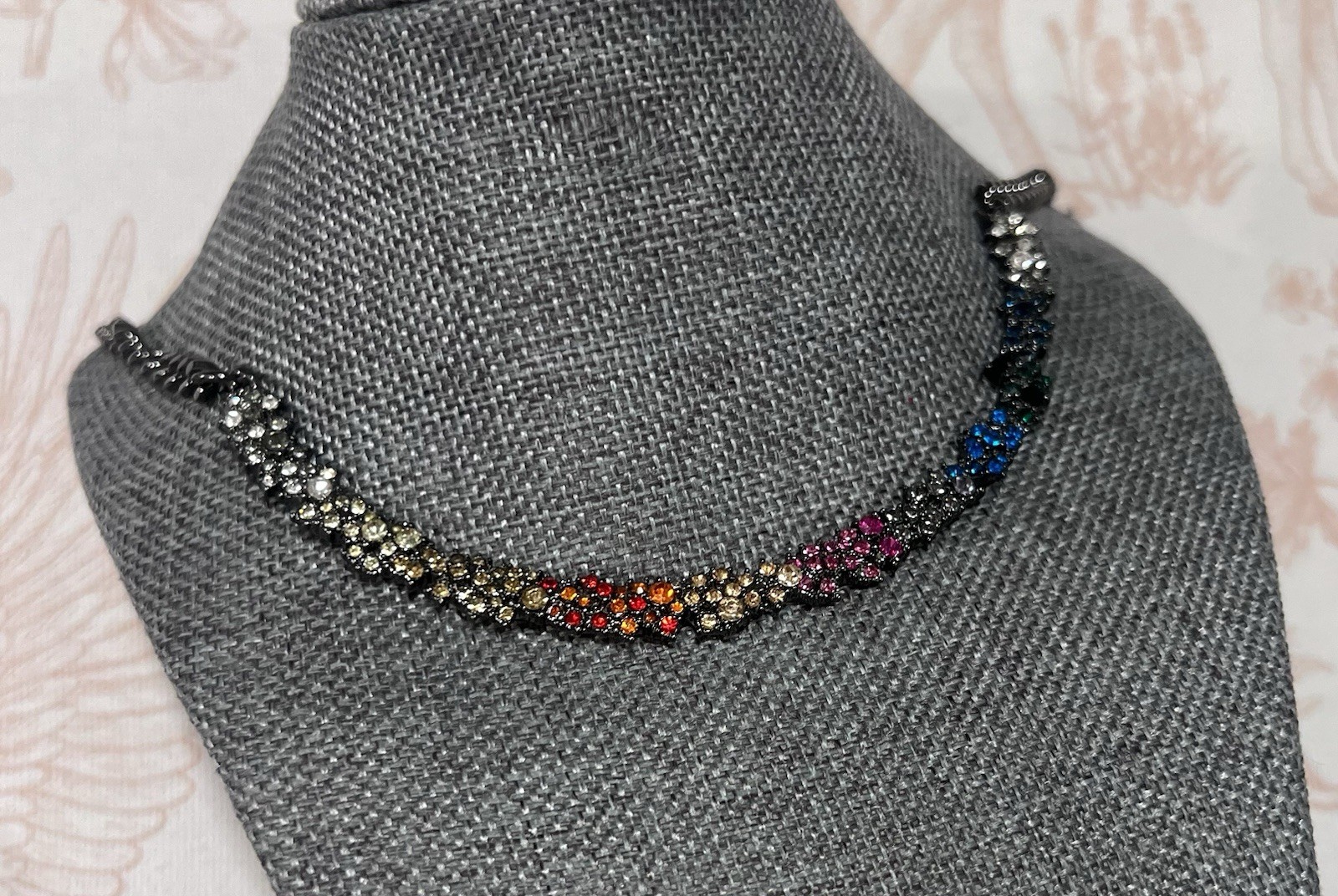 Rhinestone Collar Statement Necklace Signed Logo … - image 2