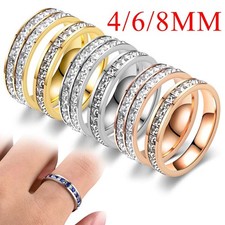 Titanium Steel Rings for Men Women Weddings Diamond Square Band Engagement Gifts