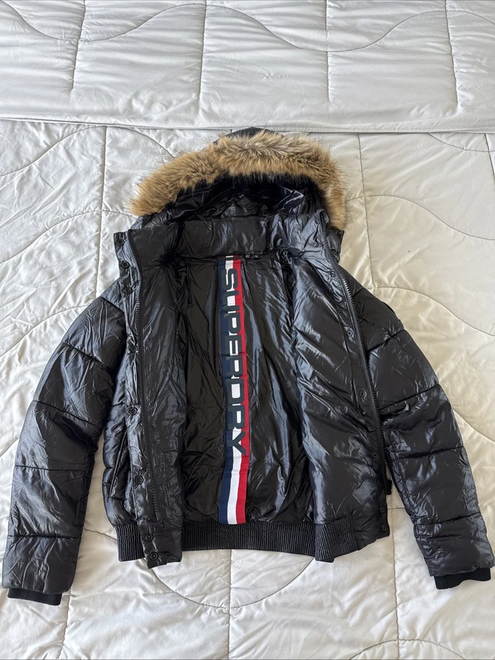 Superdry Mujer Abrigo De Invierno Negro US 8 Se Ajusta Como Mediano Foto 2 de 4