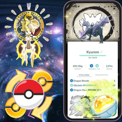 Pokémon  GO  P.T.C or TRADE  Shiny Kyurem   Level 50 3 Moves Glaciate  Digital 