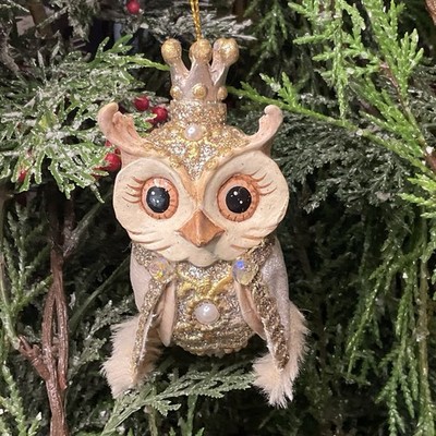 5'' Regal Winter Owl Ornament - Goodwill M&G  Belgium Royal King Prince Silver
