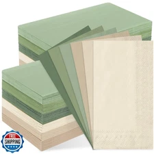 Whaline 120Pcs Sage Green Guest Napkin Nude Sage Green Color Disposable Paper