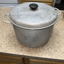 Vintage 12QT 11.5” Enterprise Cookware Aluminum Stock Pot W/ Handles & lid Pan