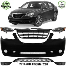 Front Bumper Fascia Paintable & Grille Assembly Kit For 2011-2014 Chrysler 200
