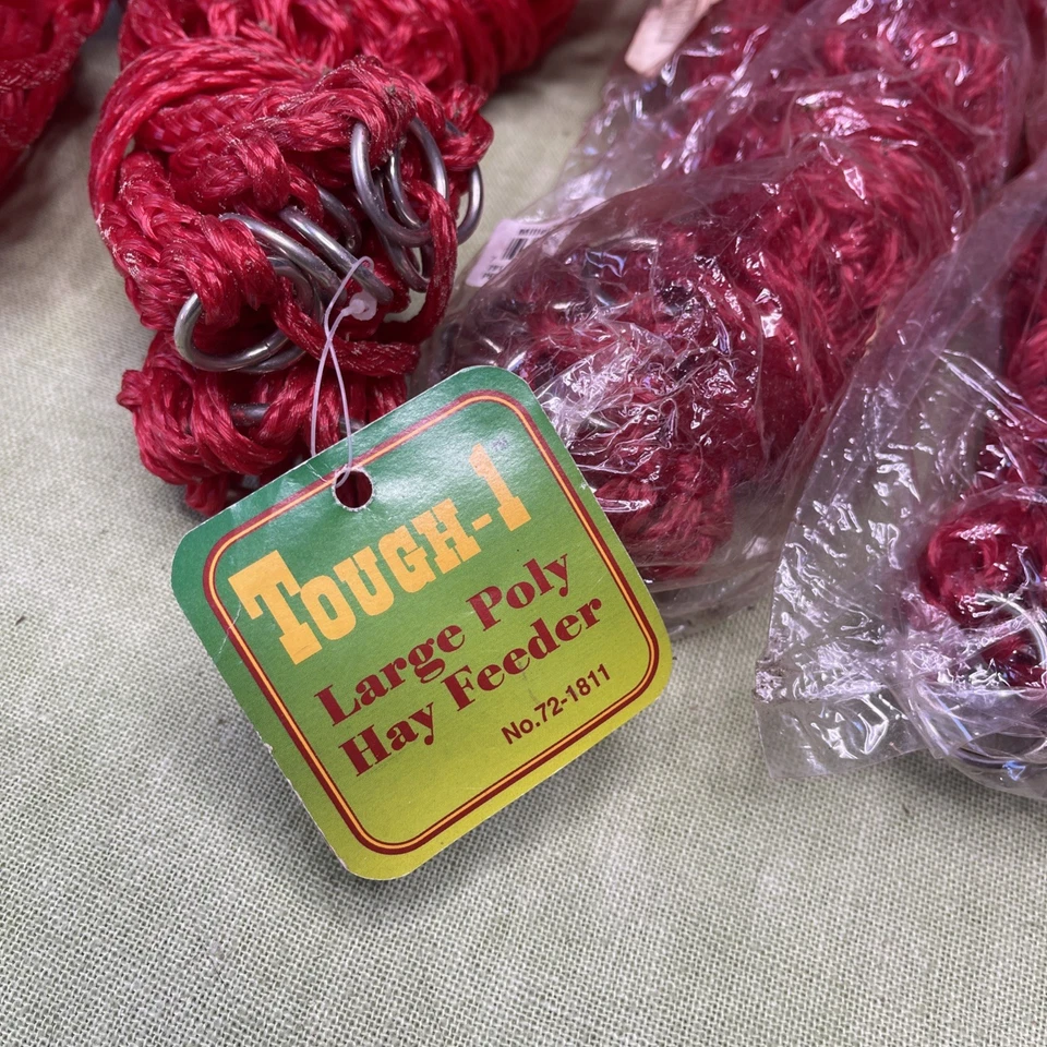 Lote De 5 Redes De Heno Rojo Resistente-1 Millers Bolsas De Heno Poli 4 Grandes 1 Xl Nuevo Antiguo Stock Foto 3 de 4
