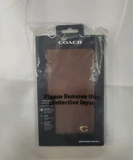 Coach iPhone 16 PRO MAX Signature Canvas Wallet Folio Case, Hazelnut