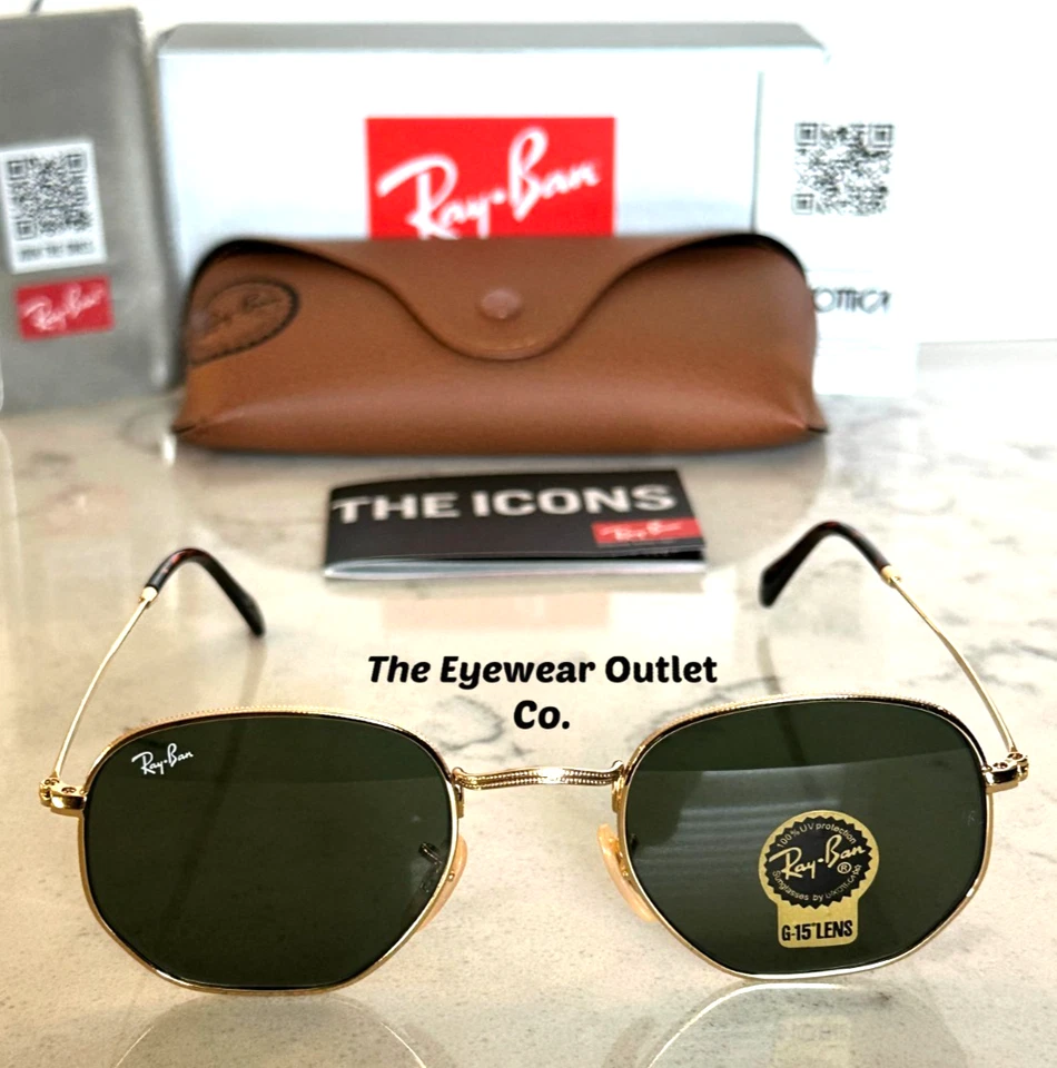 Store Display Rayban Hexagonal RB3548N Green G15 Lens Men / Women 51mm Ray Ban - Image 4 of 4