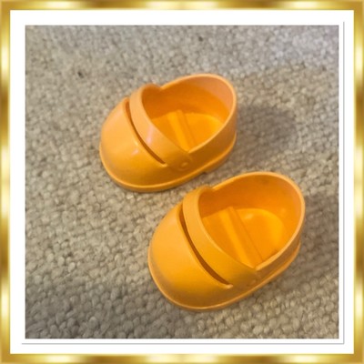 Schöne Vintage Kohl Patch Kinder Mädchen orange Schuhe Jakks 14 Zoll Puppe Clogs