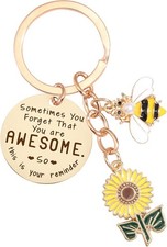 Sunflower Keychains Inspirational Gifts for Women - Motivational Keyring