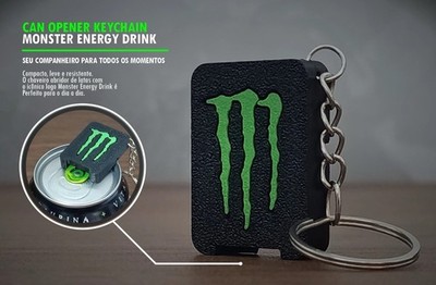 Monster Energy drink keychain With Can Opener Black And Green Logo