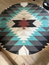 Ruggable Mariposa Turquoise Rug Cover. Round. 6’ 