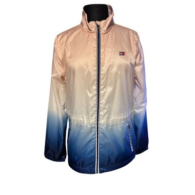Tommy Hilfiger Sport Ombre Windbreaker Jacket Women's Size M Pink Blue New