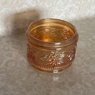 Vintage Marigold Carnival Glass Grape & Cable Powder Jar Base no lid (9MEC)