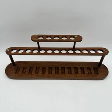 Vintage Smoking Pipe Wood Stand Holder Quality Tobacciana Rack Brass Hardware