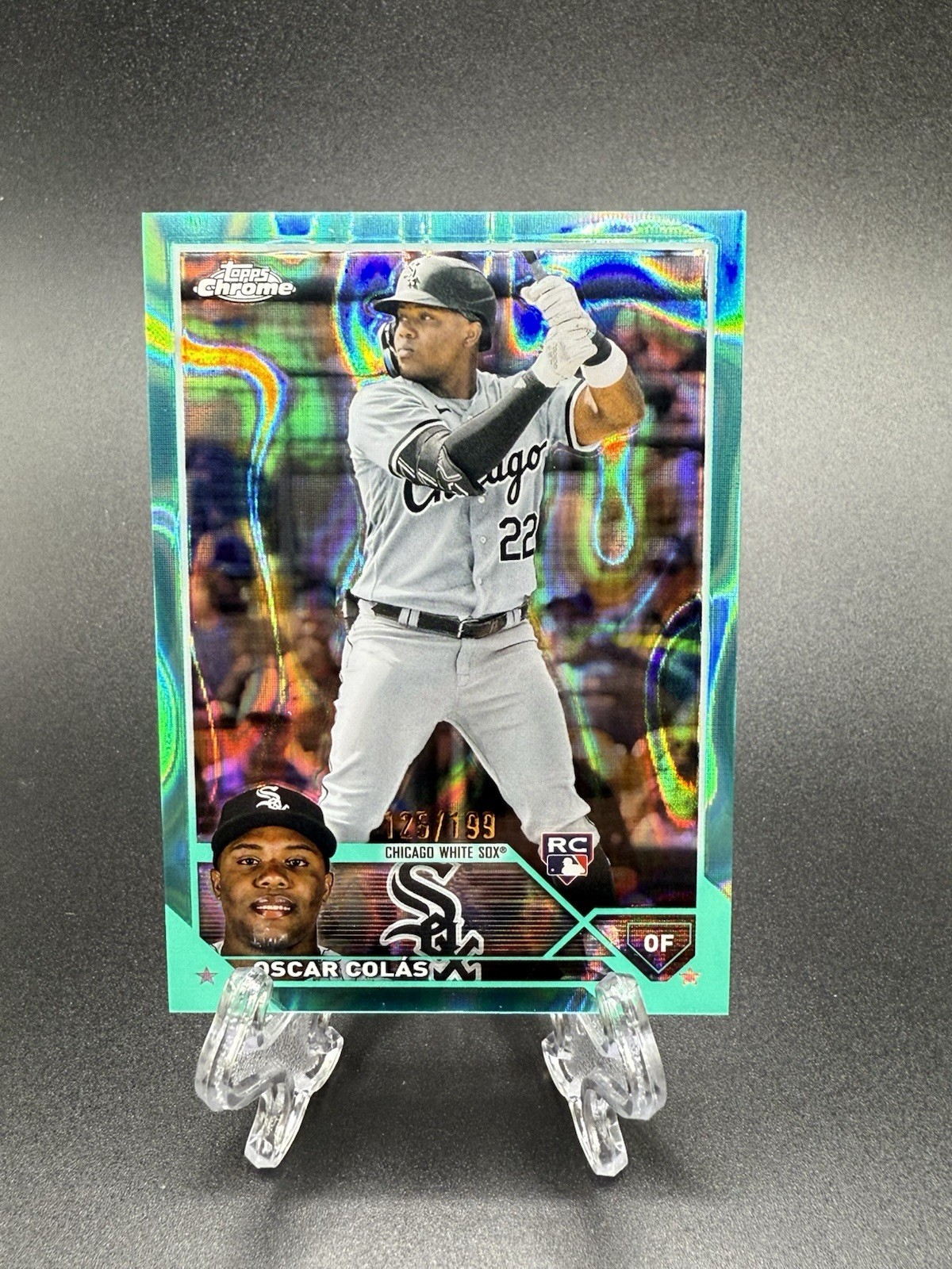 2023 Topps Chrome - Oscar Colas #145 Aqua Lava Refractor /199 Rookie Card RC