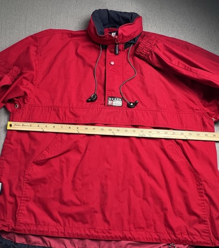 Chaps Ralph Lauren Anorak Jacket Men’s L Red 1/4 Zip Pullover Hooded Vtg 90s - Picture 9 of 15