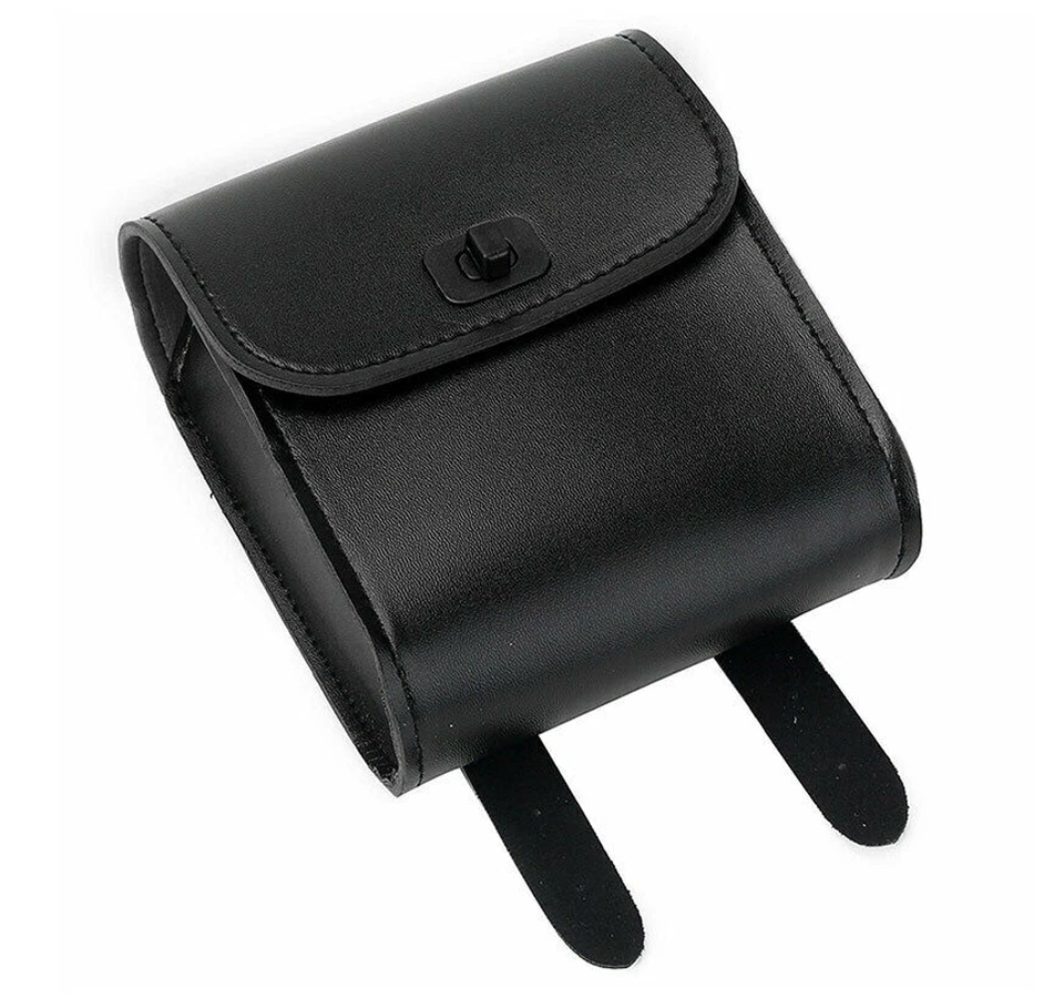 2X Universal Motorcycle Pouch Front Fork Sissy Bar Saddle Side Tool Bag Leather - Image 2 of 4