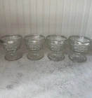 Set of 4 Anchor Hocking Wexford Clear Glass Dessert Cups Sherbet Dishes Vintage