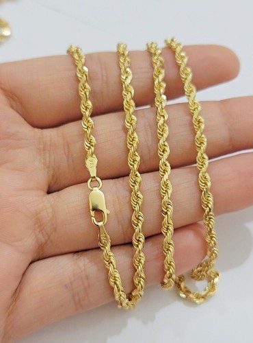 Real 18kt Yellow Gold Rope Chain Necklace 3mm 20 Inch Men Women SOLID HEAVY 18k - Picture 4 of 11