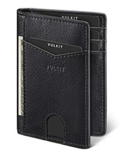 Bifold Front Pocket Slim RFID Blocking Minimalist Thin Leather Credit Card
