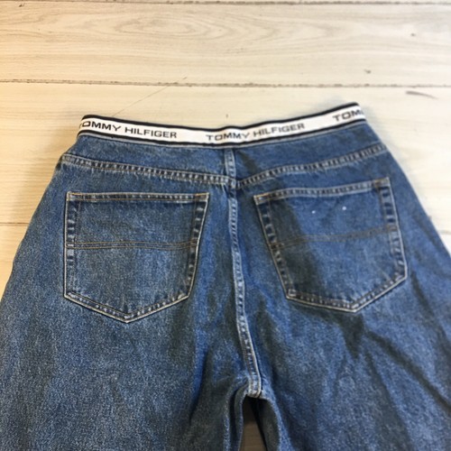 Vtg Tommy Hilfiger Jeans Mens 33/30 Baggy Hiphop Black Spell Out Waistband Skate - Picture 4 of 10