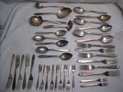 37 pieces vintage Keltum Holland Silverplate serving set forks