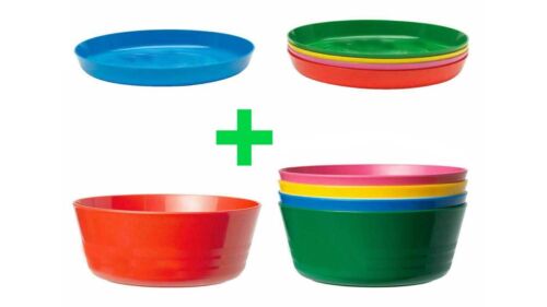 Kids Plastic Bowls Cups Plates Cutlery Set Individual Colours children toddler - Picture 6 of 41