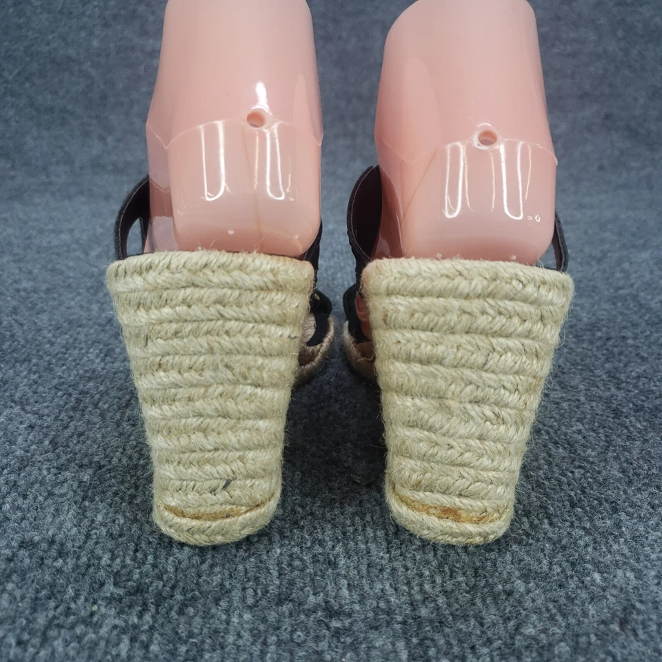 Sandália Ralph Lauren Wedge Feminina Tamanho 8.5B Preta Indie Salto Espadrille Sapato - Imagem 4 de 4