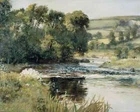 Antique Spring Stream Oil Canvas Painting, Vintage Scenes on Canvas