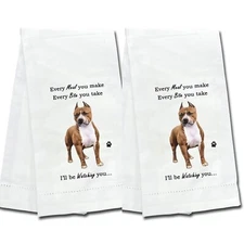 SET OF 2 COLLECTIBLE PIT BULL  DOG  DISH TOWEL ‘I'LL BE WATCHING YOU’