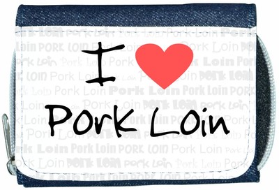 I Love Heart Pork Loin Denim Geldbörse