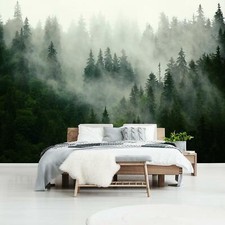 Wandtapete WALD IM NEBEL Vlies Fototapete Bäume Natur Wohnzimmer Tapete XXL 22