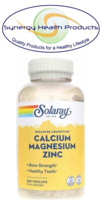 Solaray Calcium Magnesium Zinc 250 VegCaps - Enhanced Absorption