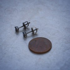 Pendientes De Plata Esterlina 925 Con Circonio Cúbico - Corte Princesa Cuadrado, Estilo Tachuelas