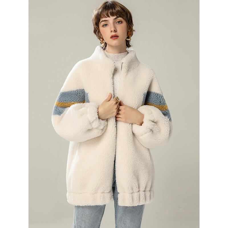 2024 New Lamb Wool Fur Coat Womens Sheep Shearing Wool Fur Thicken Warm Zip Coat