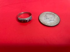 Sterling Silver inlaid abalone stones ring signed RS, size 9, 2.4 gr