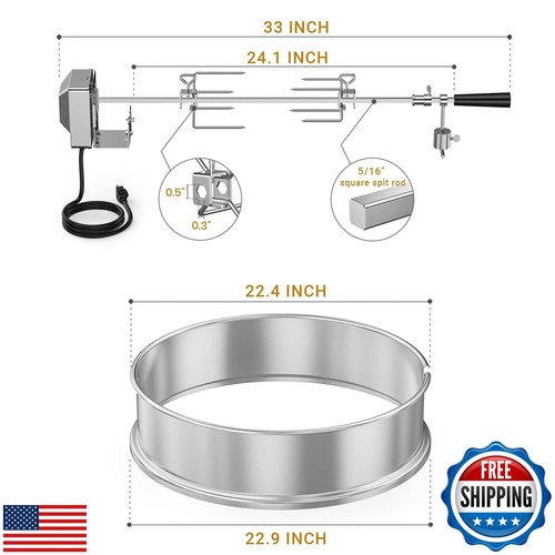 Onlyfire Stainless Steel Rotisserie Ring Kit Barbecue Accessories for Weber 2 - Picture 4 of 5
