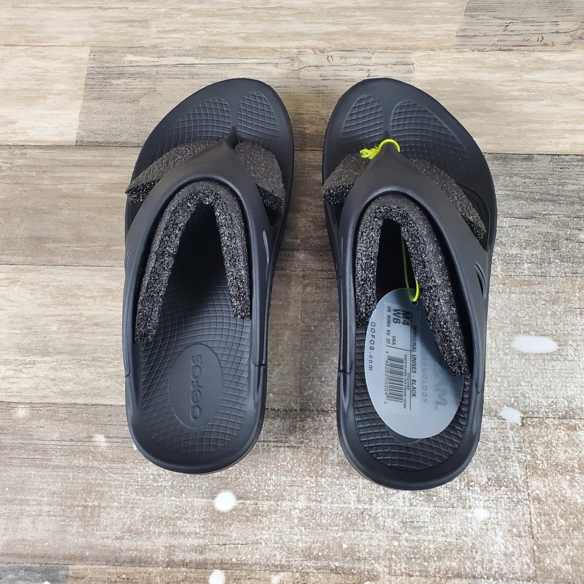 Oofos Ooriginal Womens Slides Sandals Sz 6 Black Rubber Flip