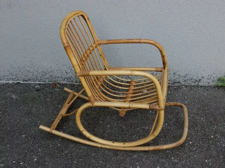 Vintage 1950 1960 Albini Rocking Chair Rattan Child Chair Rattan Design