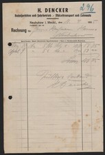 NEUBUKOW Meckl., Rechnung 1935, Spedition H. Dencker