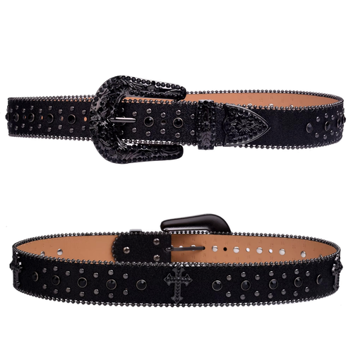 New Stylish Black Belt Cross Goth Alternative - Picture 3 of 4